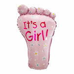 Set 3 Baloane din Folie Metalizata, Flippy, Figurine Picior 46x79 cm, Inima 45 cm, Stea 45cm, Model It's a Girl, Tema