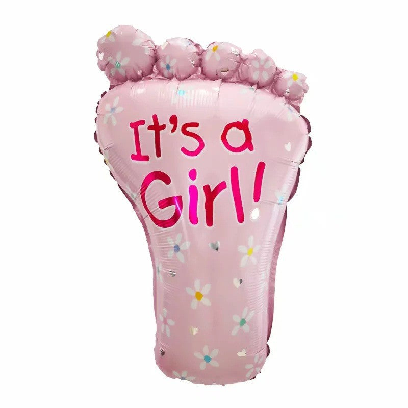 Set 3 Baloane din Folie Metalizata, Flippy, Figurine Picior 46x79 cm, Inima 45 cm, Stea 45cm, Model It's a Girl, Tema