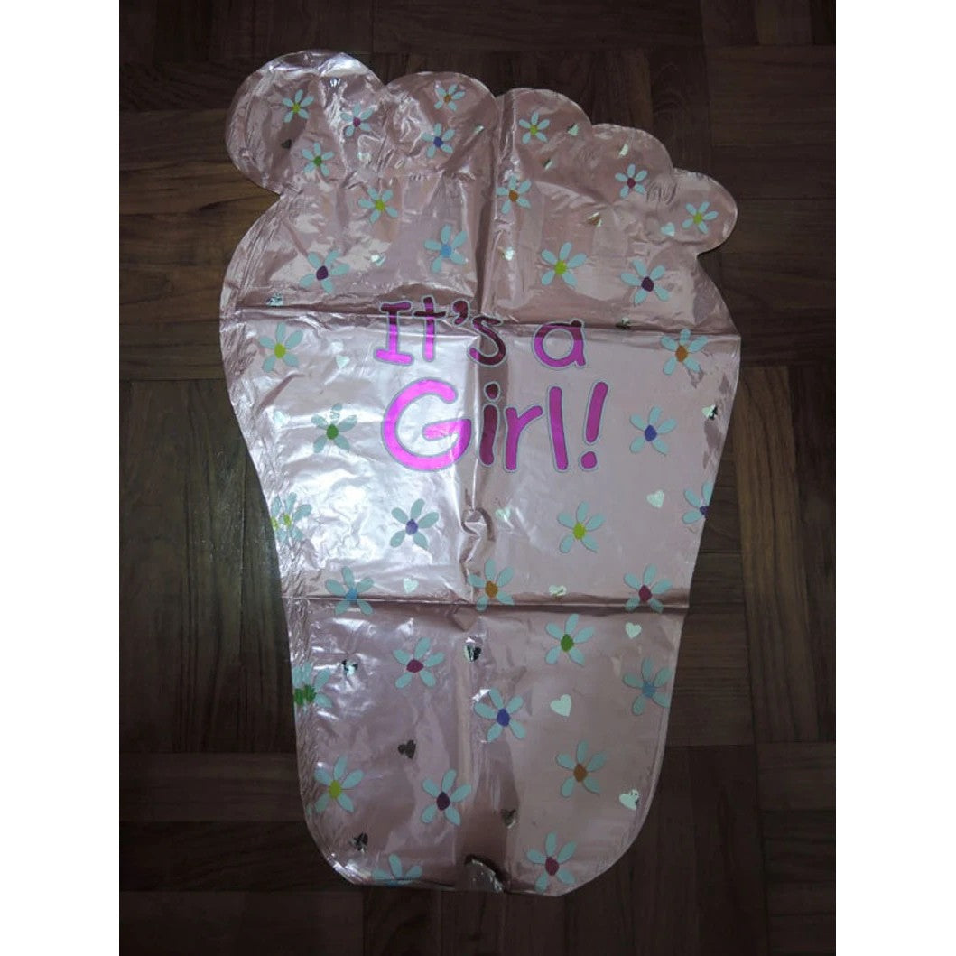 Set 3 Baloane din Folie Metalizata, Flippy, Figurine Picior 46x79 cm, Inima 45 cm, Stea 45cm, Model It's a Girl, Tema