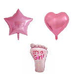 Set 3 Baloane din Folie Metalizata, Flippy, Figurine Picior 46x79 cm, Inima 45 cm, Stea 45cm, Model It's a Girl, Tema