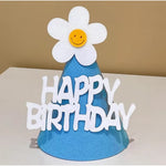 Set 3 Coifuri Happy Birthday, Flippy, pentru Petrecere, Tematica Aniversare, cu Floare din Spuma, Multicolor
