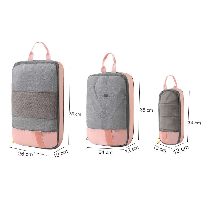Set 3 Genti de Calatorie Flippy, Pentru Depozitare, Compresibile, 3 Dimensiuni, Mic, Mediu, Mare, Impermeabile, Fermoar