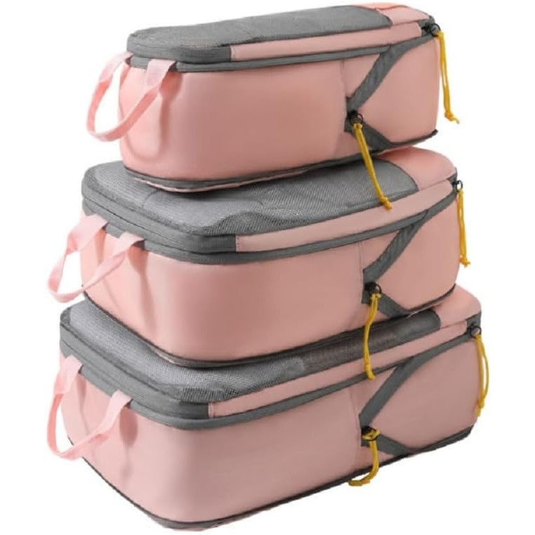 Set 3 Genti de Calatorie Flippy, Pentru Depozitare, Compresibile, 3 Dimensiuni, Mic, Mediu, Mare, Impermeabile, Fermoar
