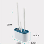 Set 3 Perii pentru Toaleta, Flippy, din Silicon, Perie Zimtata, Cap Flexibil, Suport Adeziv pentru Montarea pe Perete,