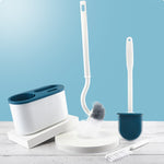 Set 3 Perii pentru Toaleta, Flippy, din Silicon, Perie Zimtata, Cap Flexibil, Suport Adeziv pentru Montarea pe Perete,
