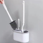 Set 3 Perii pentru Toaleta, Flippy, din Silicon, Perie Zimtata, Cap Flexibil, Suport Adeziv pentru Montarea pe Perete,