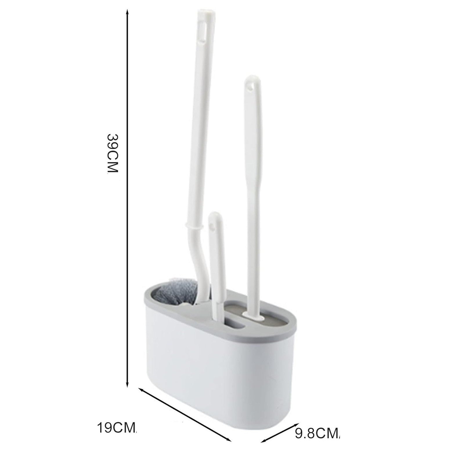 Set 3 Perii pentru Toaleta, Flippy, din Silicon, Perie Zimtata, Cap Flexibil, Suport Adeziv pentru Montarea pe Perete,