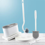 Set 3 Perii pentru Toaleta, Flippy, din Silicon, Perie Zimtata, Cap Flexibil, Suport Adeziv pentru Montarea pe Perete,