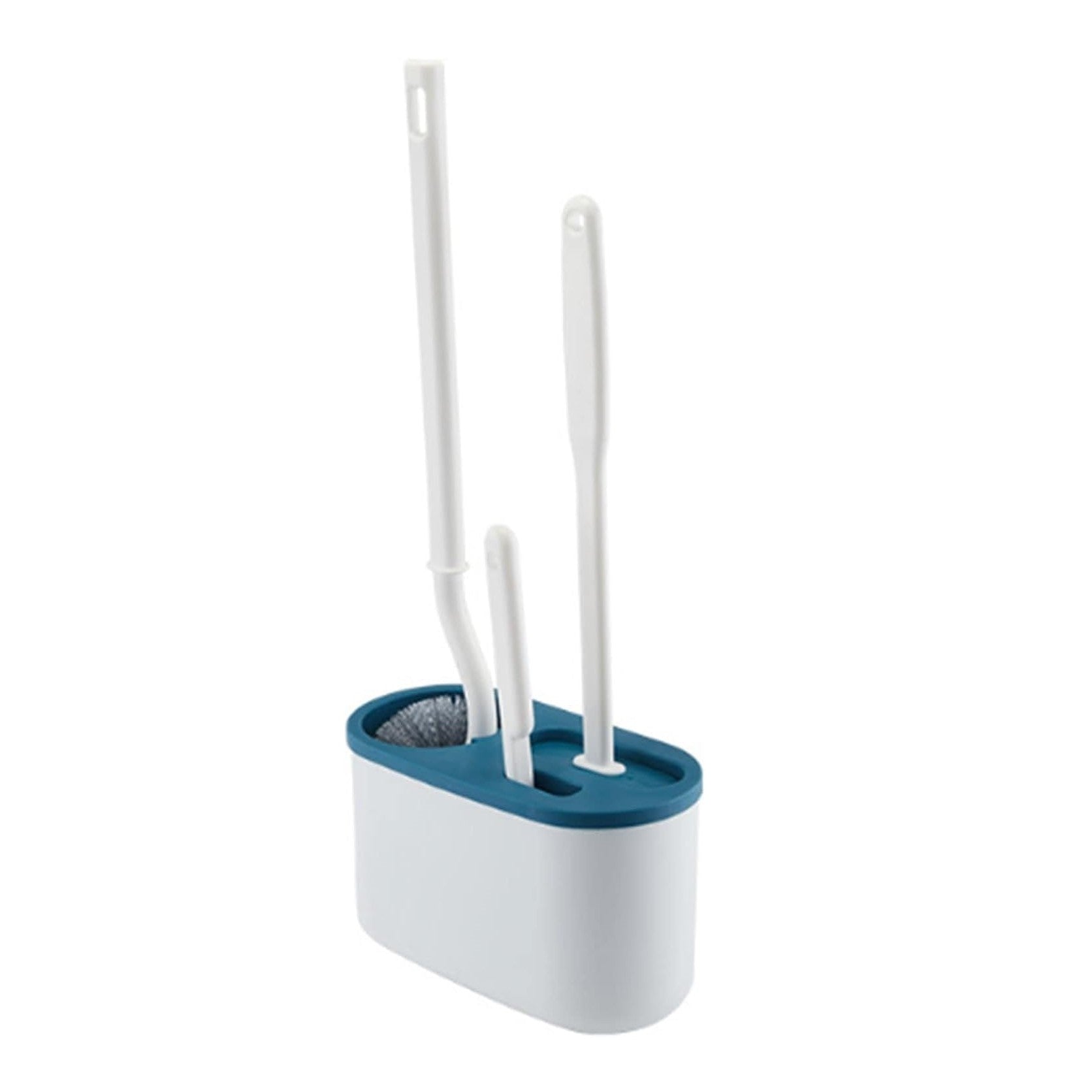 Set 3 Perii pentru Toaleta, Flippy, din Silicon, Perie Zimtata, Cap Flexibil, Suport Adeziv pentru Montarea pe Perete,