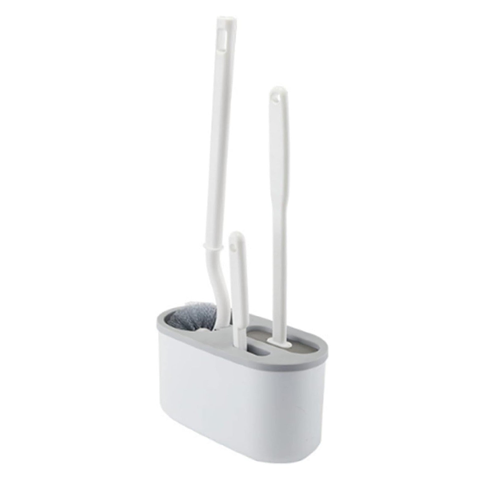 Set 3 Perii pentru Toaleta, Flippy, din Silicon, Perie Zimtata, Cap Flexibil, Suport Adeziv pentru Montarea pe Perete,
