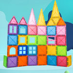 Set 32 Piese Magnetice de Constructie, Flippy, Piese 5.5 cm, Magnetic Tiles, Forme Geometrice, 3 Ani, ABS, Magnet, 20.5