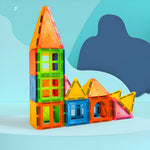 Set 32 Piese Magnetice de Constructie, Flippy, Piese 5.5 cm, Magnetic Tiles, Forme Geometrice, 3 Ani, ABS, Magnet, 20.5