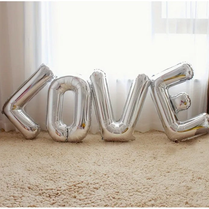 Set 4 Baloane din Folie Metalizata, Flippy, Figurine Litere, Model Scris Love, Tema Iubire, 80 cm, Ambalaj Individual,