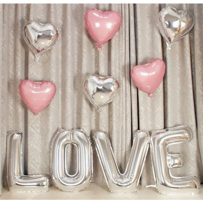 Set 4 Baloane din Folie Metalizata, Flippy, Figurine Litere, Model Scris Love, Tema Iubire, 80 cm, Ambalaj Individual,
