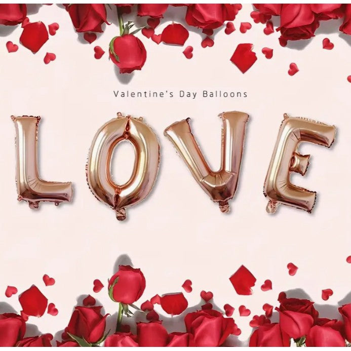 Set 4 Baloane din Folie Metalizata, Flippy, Figurine Litere, Model Scris Love, Tema Iubire, 80 cm, Ambalaj Individual,