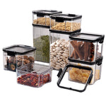 Set 4 Recipiente din Plastic, Flippy, pentru Alimente/Obiecte, Inchidere Ermetica, 1 x 460 ml, 2 x 700 ml, 1 x 1300 ml,