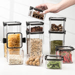 Set 4 Recipiente din Plastic, Flippy, pentru Alimente/Obiecte, Inchidere Ermetica, 1 x 460 ml, 2 x 700 ml, 1 x 1300 ml,