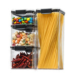 Set 4 Recipiente din Plastic, Flippy, pentru Alimente/Obiecte, Inchidere Ermetica, 1 x 460 ml, 2 x 700 ml, 1 x 1300 ml,