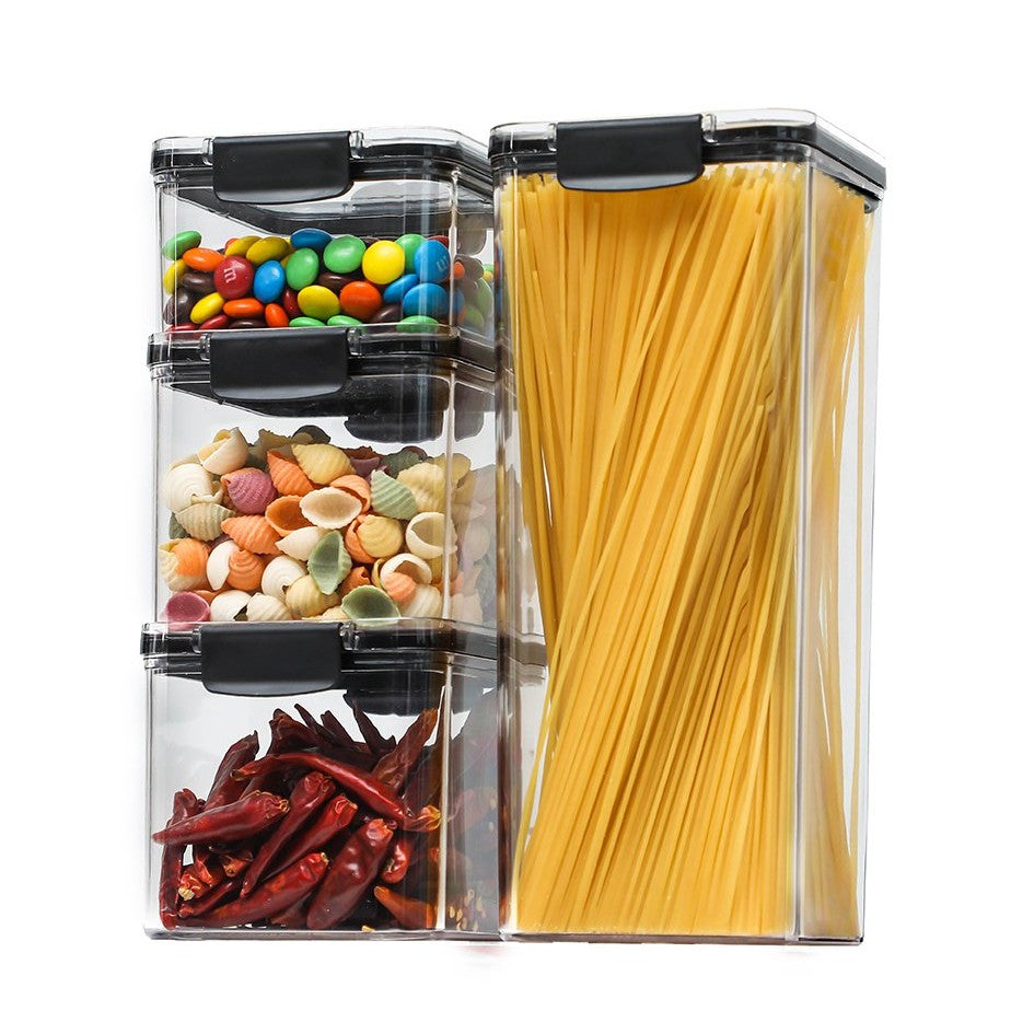 Set 4 Recipiente din Plastic, Flippy, pentru Alimente/Obiecte, Inchidere Ermetica, 1 x 460 ml, 2 x 700 ml, 1 x 1300 ml,