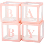 Set 4 Cutii pentru Baloane, Flippy, Model Scris Baby, Tematica Iubire, Cuburi Decorative din Plastic, Accesorii pentru