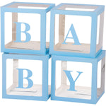 Set 4 Cutii pentru Baloane, Flippy, Model Scris Baby, Tematica Iubire, Cuburi Decorative din Plastic, Accesorii pentru