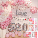 Set 4 Cutii pentru Baloane, Flippy, Model Scris Love, Tematica Iubire, Cuburi Decorative din Plastic, Accesorii pentru