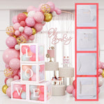 Set 4 Cutii pentru Baloane, Flippy, Model Scris Love, Tematica Iubire, Cuburi Decorative din Plastic, Accesorii pentru