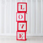 Set 4 Cutii pentru Baloane, Flippy, Model Scris Love, Tematica Iubire, Cuburi Decorative din Plastic, Accesorii pentru
