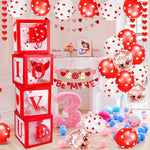 Set 4 Cutii pentru Baloane, Flippy, Model Scris Love, Tematica Iubire, Cuburi Decorative din Plastic, Accesorii pentru