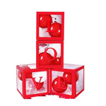 Set 4 Cutii pentru Baloane, Flippy, Model Scris Love, Tematica Iubire, Cuburi Decorative din Plastic, Accesorii pentru