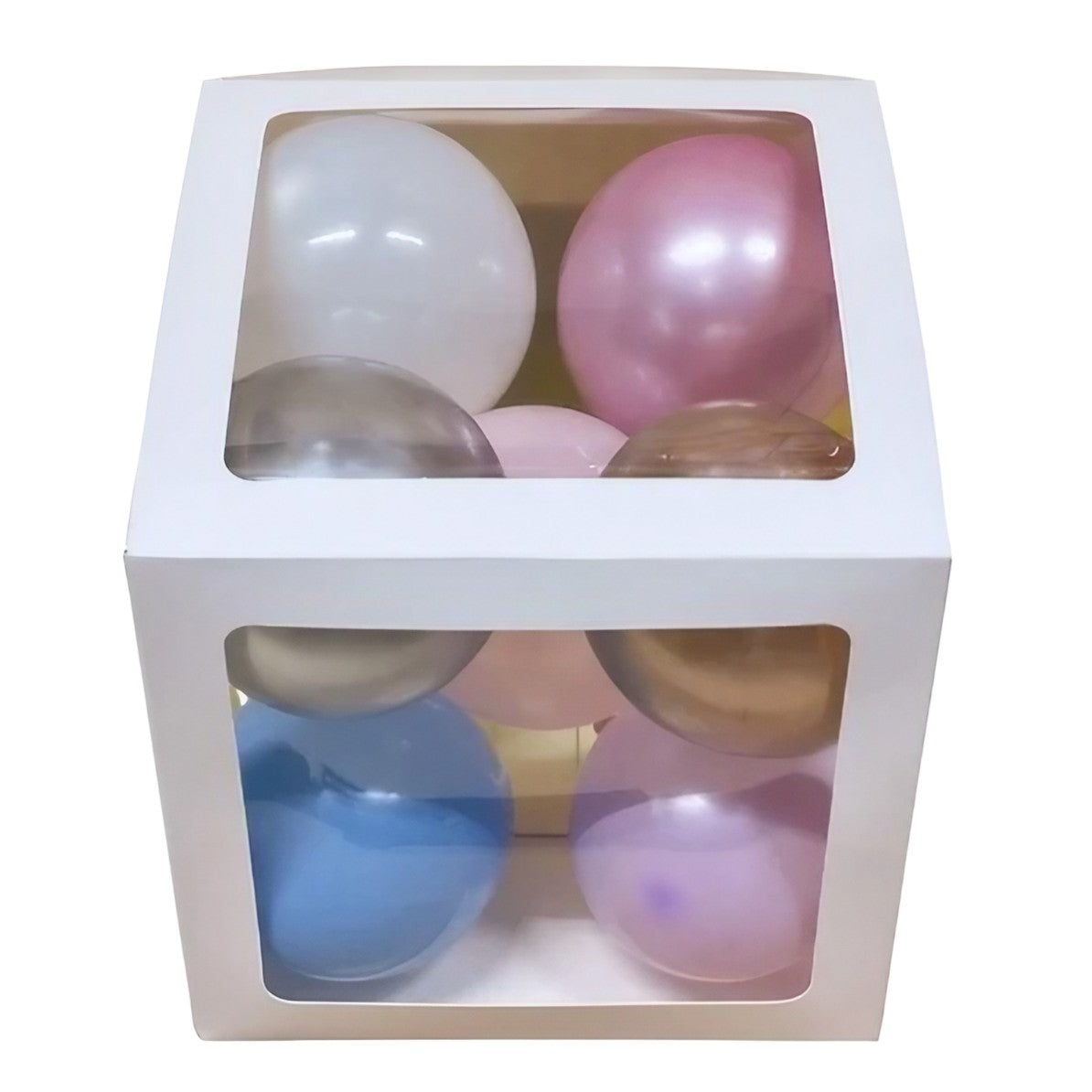 Set 4 Cutii pentru Baloane, Flippy, Model Simplu, Tematica Aniversare, Cuburi Decorative din Plastic, Accesorii pentru