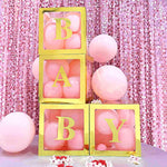 Set 4 Cutii pentru Baloane, Flippy, Model Simplu, Tematica Aniversare, Cuburi Decorative din Plastic, Accesorii pentru