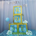 Set 4 Cutii pentru Baloane, Flippy, Model Simplu, Tematica Aniversare, Cuburi Decorative din Plastic, Accesorii pentru