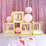 Set 4 Cutii pentru Baloane, Flippy, Model Simplu, Tematica Aniversare, Cuburi Decorative din Plastic, Accesorii pentru