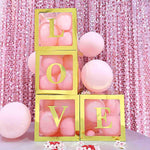 Set 4 Cutii pentru Baloane, Flippy, Model Simplu, Tematica Aniversare, Cuburi Decorative din Plastic, Accesorii pentru
