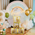 Set 4 Cutii pentru Baloane, Flippy, Model Simplu, Tematica Aniversare, Cuburi Decorative din Plastic, Accesorii pentru