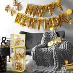 Set 4 Cutii pentru Baloane, Flippy, Model Simplu, Tematica Aniversare, Cuburi Decorative din Plastic, Accesorii pentru