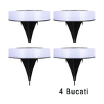 Set 4 Lampi Solare Led pentru Gradina, Flippy, Model Cerc, 10.5 x 2.4 cm, Buton On-Off, Alb Rece, Negru/Alb