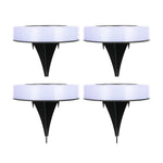 Set 4 Lampi Solare Led pentru Gradina, Flippy, Model Cerc, 10.5 x 2.4 cm, Buton On-Off, Alb Rece, Negru/Alb