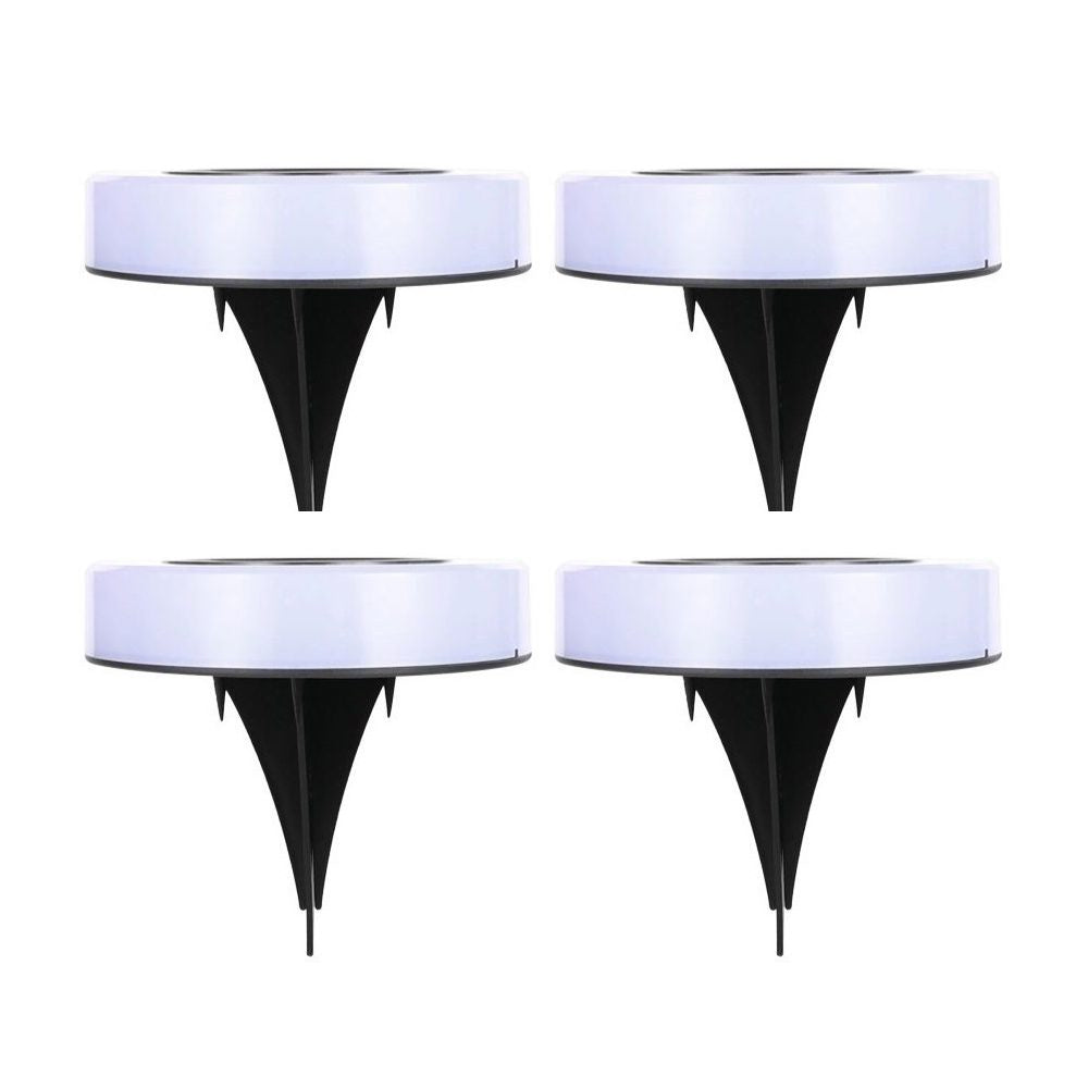 Set 4 Lampi Solare Led pentru Gradina, Flippy, Model Cerc, 10.5 x 2.4 cm, Buton On-Off, Alb Rece, Negru/Alb