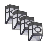 Set 4 Lampi Solare Led pentru Gradina, Flippy, Model Geometric, 11.8 x 8.6 x 5 cm, Buton On-Off, Alb Cald, Negru/Alb