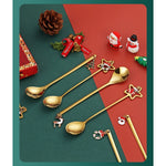 Set 4 Lingurite, Flippy, Tema Craciun, Model Carry The Merry, 4 Modele Tip Pandantiv, din Otel Inoxidabil, 19 x 16 x 2