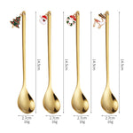 Set 4 Lingurite, Flippy, Tema Craciun, Model Carry The Merry, 4 Modele Tip Pandantiv, din Otel Inoxidabil, 19 x 16 x 2