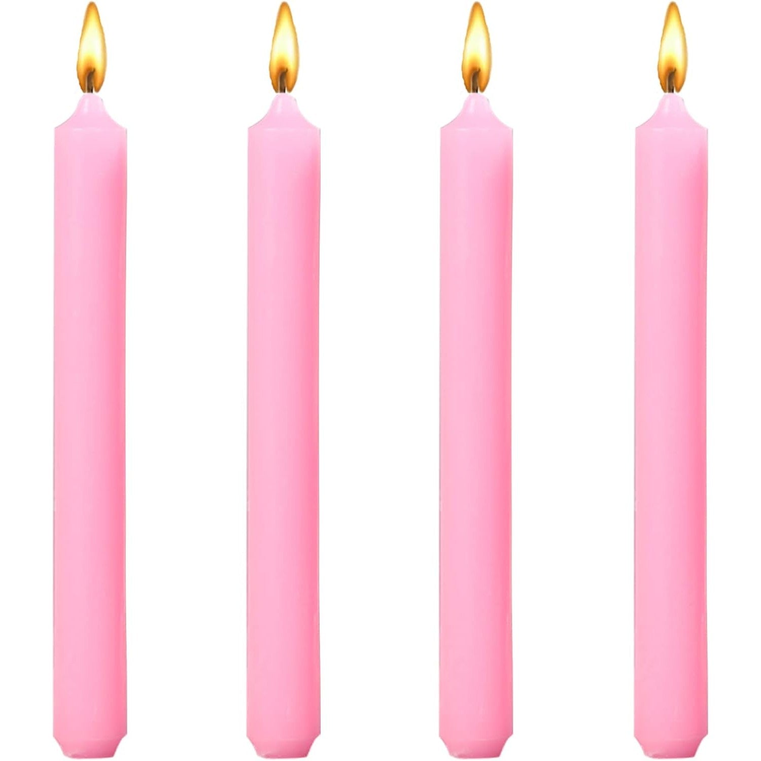 Set 4 Lumanari, Flippy, pentru Suport de Masa, Fara Miros si Fum, din Parafina, 2.2 x 25 cm, Roz
