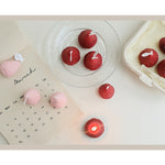 Set 4 Lumanari Parfumate, Flippy, Model Capsunici, Ardere 30 min, 52g, 6.3 x 6.3 x 3.8 cm, Rosu/Roz