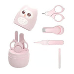Set 4 Piese Ingrijire Unghii Bebelusi, Flippy, din ABS+Otel Inoxidabil, Cutie de Depozitare Tip Bufnita, de la 0 Luni,