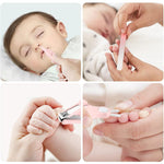 Set 4 Piese Ingrijire Unghii Bebelusi, Flippy, din ABS+Otel Inoxidabil, Cutie de Depozitare Tip Bufnita, de la 0 Luni,