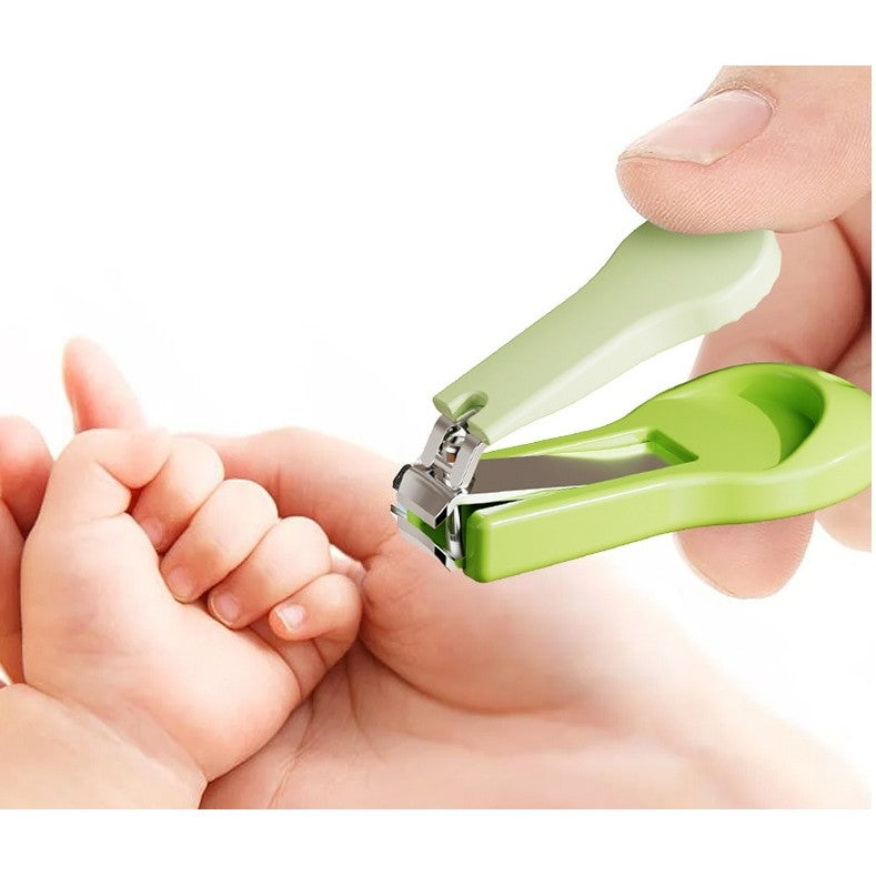 Set 4 Piese Ingrijire Unghii Bebelusi, Flippy, din ABS+Otel Inoxidabil, Cutie de Depozitare Tip Maimuta, de la 0 Luni,