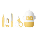Set 4 Piese Ingrijire Unghii Bebelusi, Flippy, din ABS+Otel Inoxidabil, Cutie de Depozitare Tip Maimuta, de la 0 Luni,
