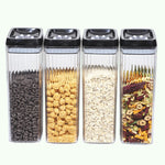 Set 4 Recipiente din Plastic, Flippy, pentru Alimente/Obiecte, Inchidere Ermetica, Textura Ondulata, 4 x 3.3 l,